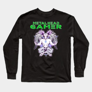 Metalhead Gamer Baphomet Meditate Green Long Sleeve T-Shirt